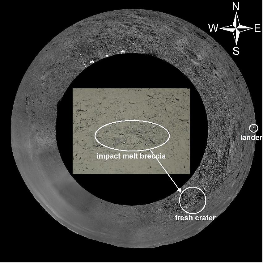 Figure 15: Impact melt breccia and surrounding context (image credit: CNSA, CLEP and AIR)