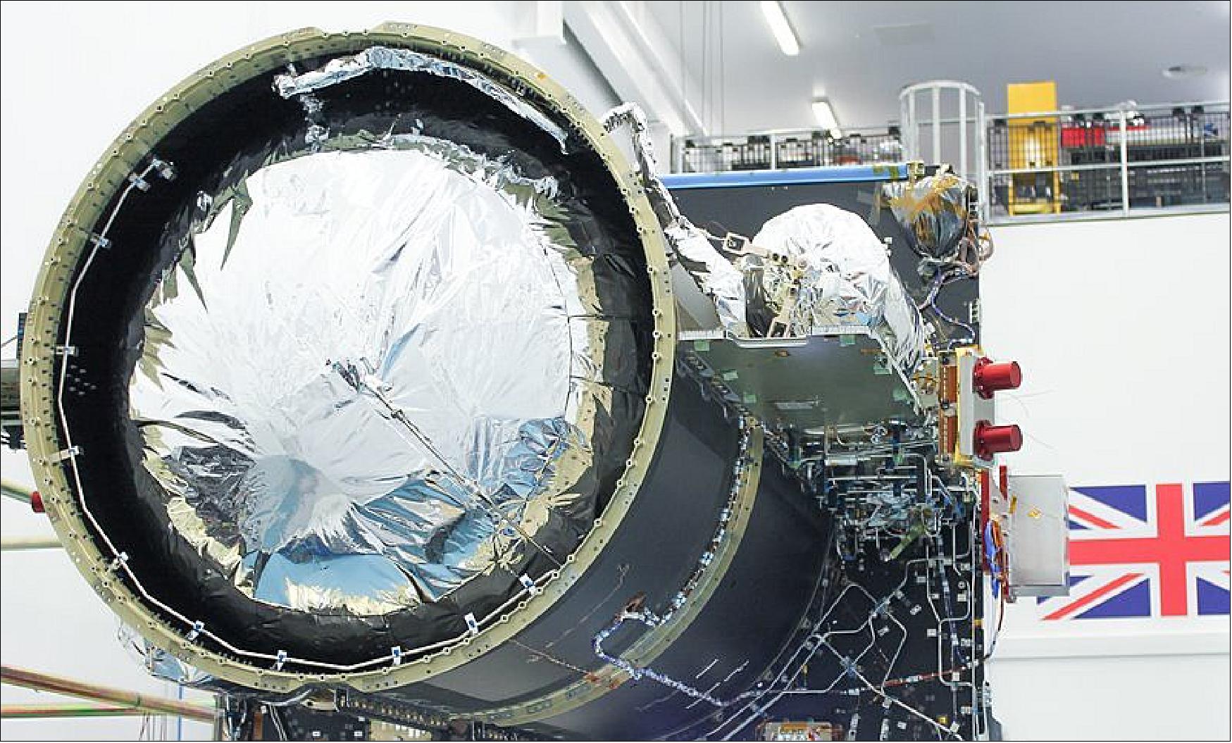 Figure 16: Propulsion tanks fitted to the EUTELSAT QUANTUM structure at SSTL (image credit: SSTL)