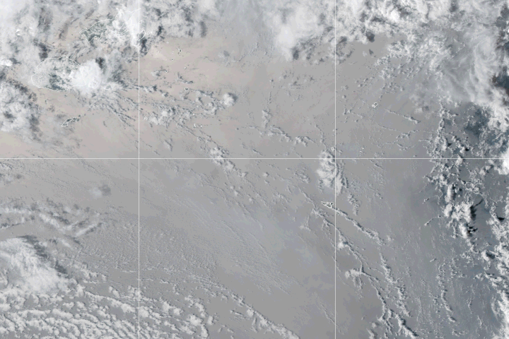 Figure 16: ABI (Advanced Baseline Imager) on NOAA’s Geostationary Operational Environmental Satellite 17 (GOES-17) captured the natural-color images for the animation between 5 and 8 p.m. local time (04:00 to 07:00 Universal Time) on January 15. The eruption produced what volcanologists call an umbrella cloud, and crescent-shaped bow shock waves rippled through the plume as it expanded upward and outward over the South Pacific (image credit: NASA Earth Observatory images by Joshua Stevens and Lauren Dauphin, using CALIPSO data from NASA/CNES, MODIS and VIIRS data from NASA EOSDIS LANCE and GIBS/Worldview and the Suomi National Polar-orbiting Partnership, and GOES imagery courtesy of NOAA and the National Environmental Satellite, Data, and Information Service (NESDIS). Story by Adam Voiland)