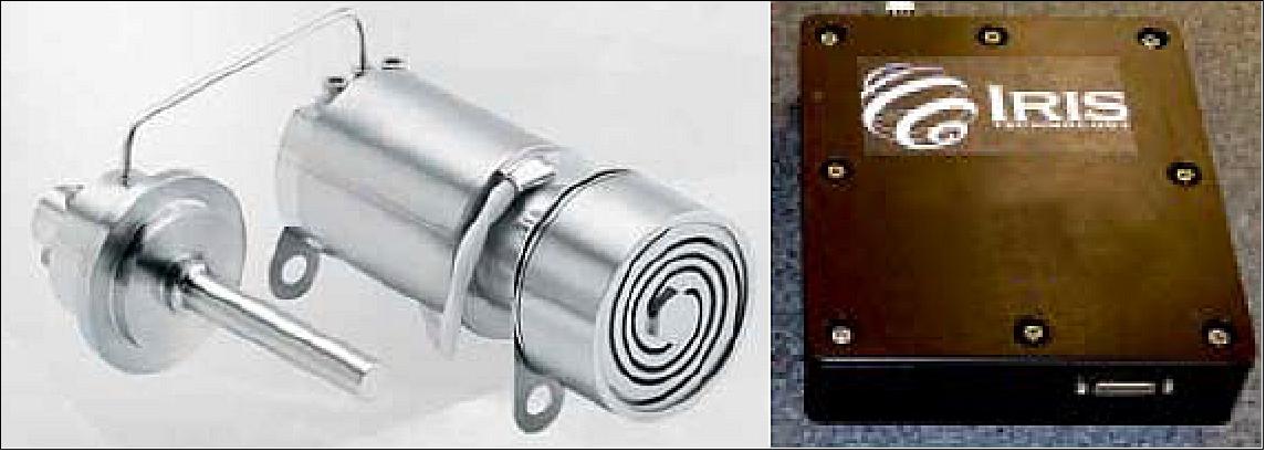 Figure 14: COTS AFRL developed AIM SX030 microcryocooler with cold finger to maintain detector at ≤ 115 K and IRIS controller (image credit: NASA)
