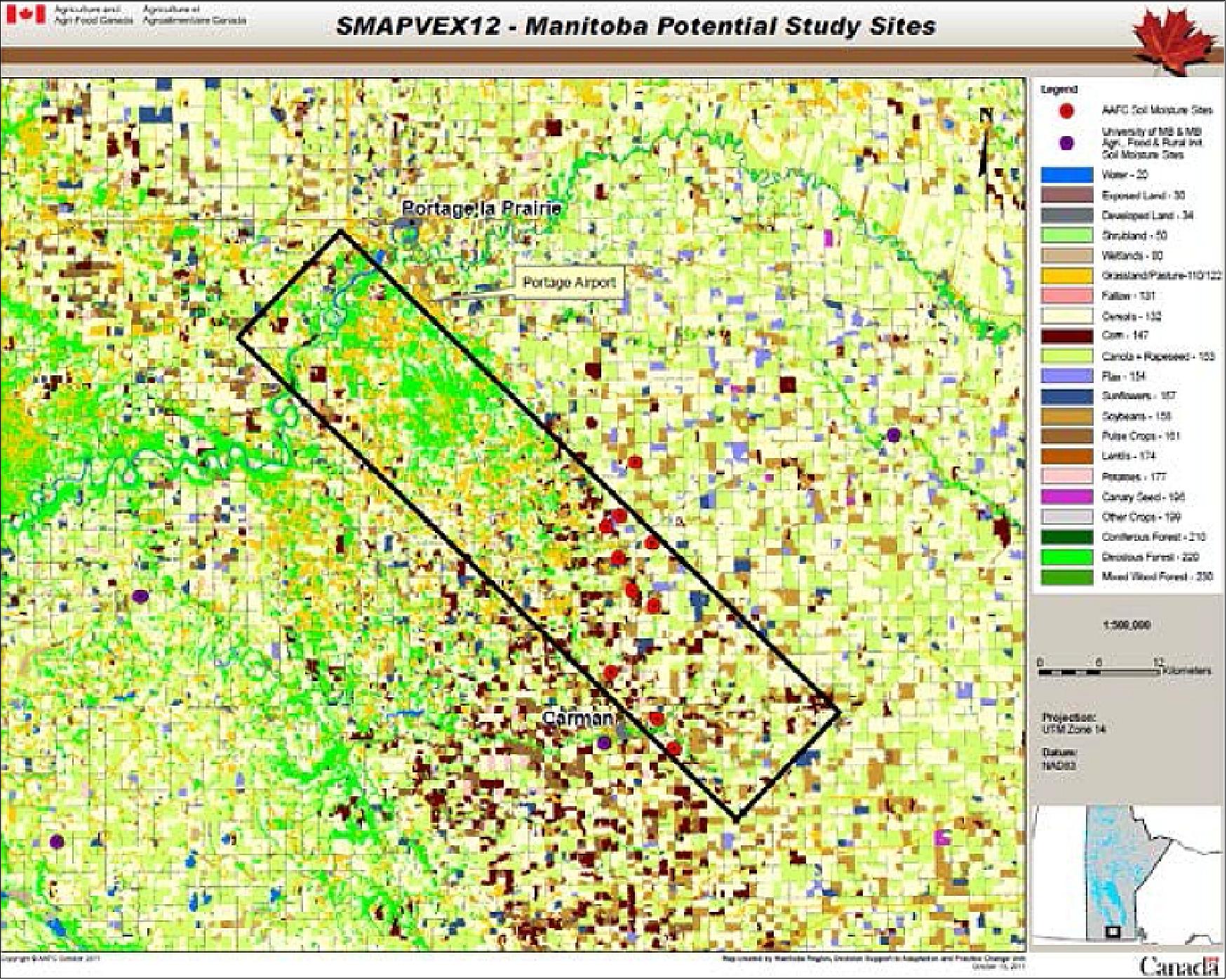 Figure 84: The SMAPVEX12 intensive sample site (image credit: NASA/JPL, CSA)