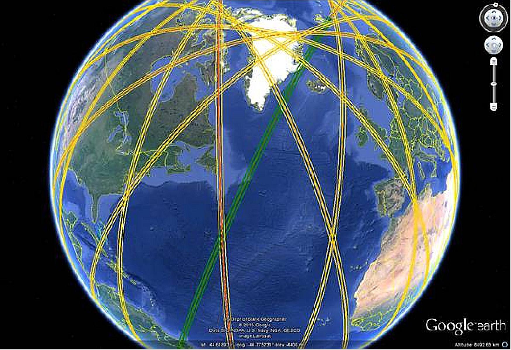 Figure 34: Example of the SWOT fast-sampling orbit ground track (image credit: AVISO)