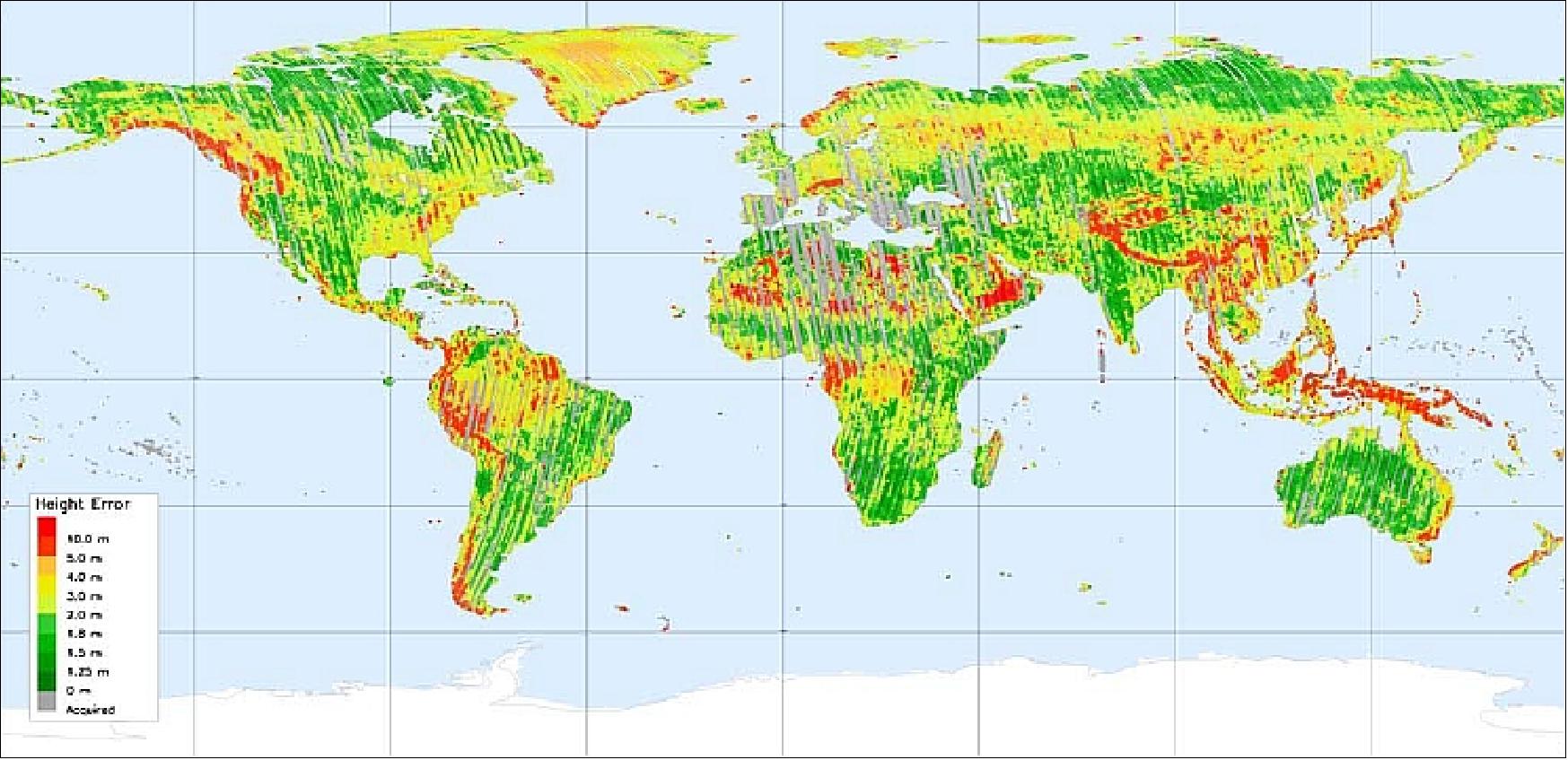 Figure 68: On Jan. 12, 2012, the TDX/TSX mission had completely mapped all land surfaces on Earth except Antarctica (image credit: DLR)